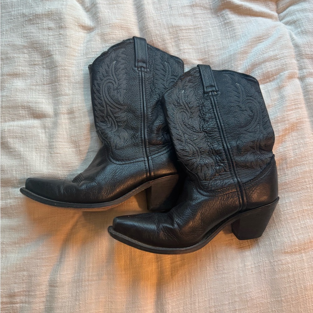 Black Masterson Western Cowgirl Cowboy Boots Snip Toe 9